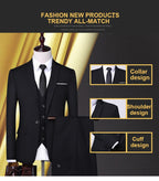 3-teiliger Slim Fit-Anzug für Herren in luxuriöser Qualität fürs Büro, Hochzeit, formelle Kleidung, Bräutigam, Business-Jacke, Weste und Hose | AD3006 