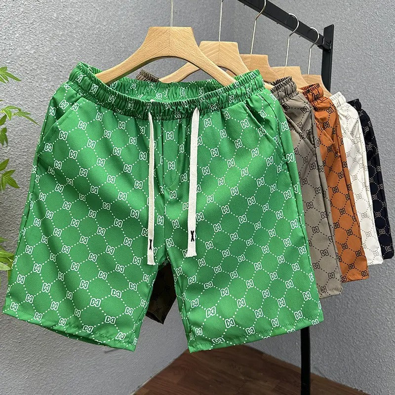 Herren Polyester Casual Shorts mit Taschen Sommer Strand Bedruckte Shorts | Hk081 