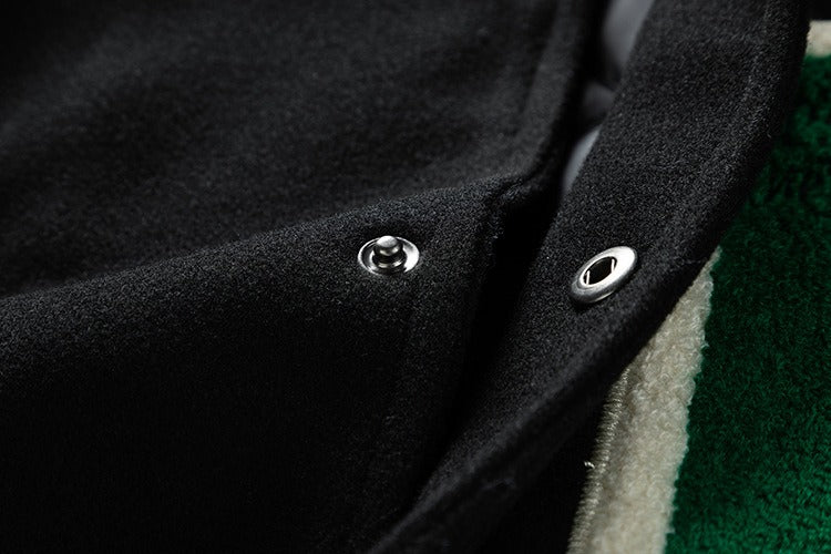 Herren-Winter-Baseballjacke aus Wolle mit Farbblockierung, lässiger und stylischer Modemantel | 77162 