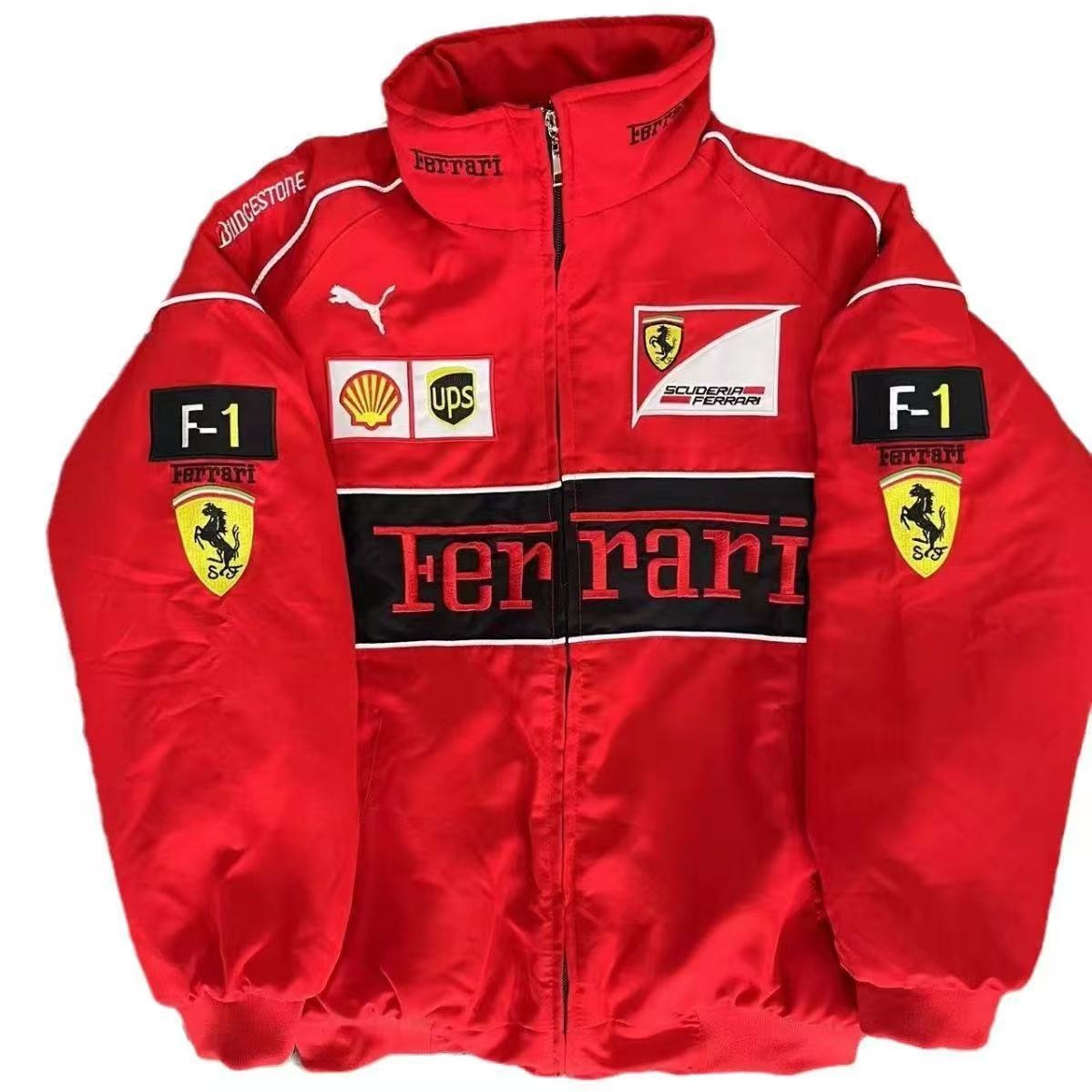 F1 Ferrari bestickte Rennanzugjacke im Retro-Stil, Motorradjacke für Frühling und Herbst | AL776286320703 