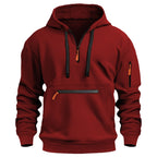 Herren-Kapuzenpullover mit einfarbigem Muster, Reißverschluss, gefütterter Kragen, lockere Passform, lässige Sportbekleidung | TZ-28 