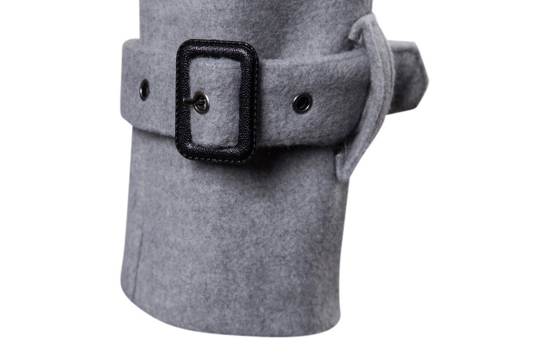 Herren Wolljacke Mittellang Trenchcoat Zweireihig Herren Slim Fit | B050 