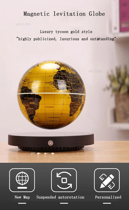 Lampe de table de luxe en forme de globe magnétique en lévitation, globe terrestre flottant, décoration pour la maison et le bureau, cadeau avec veilleuse | 