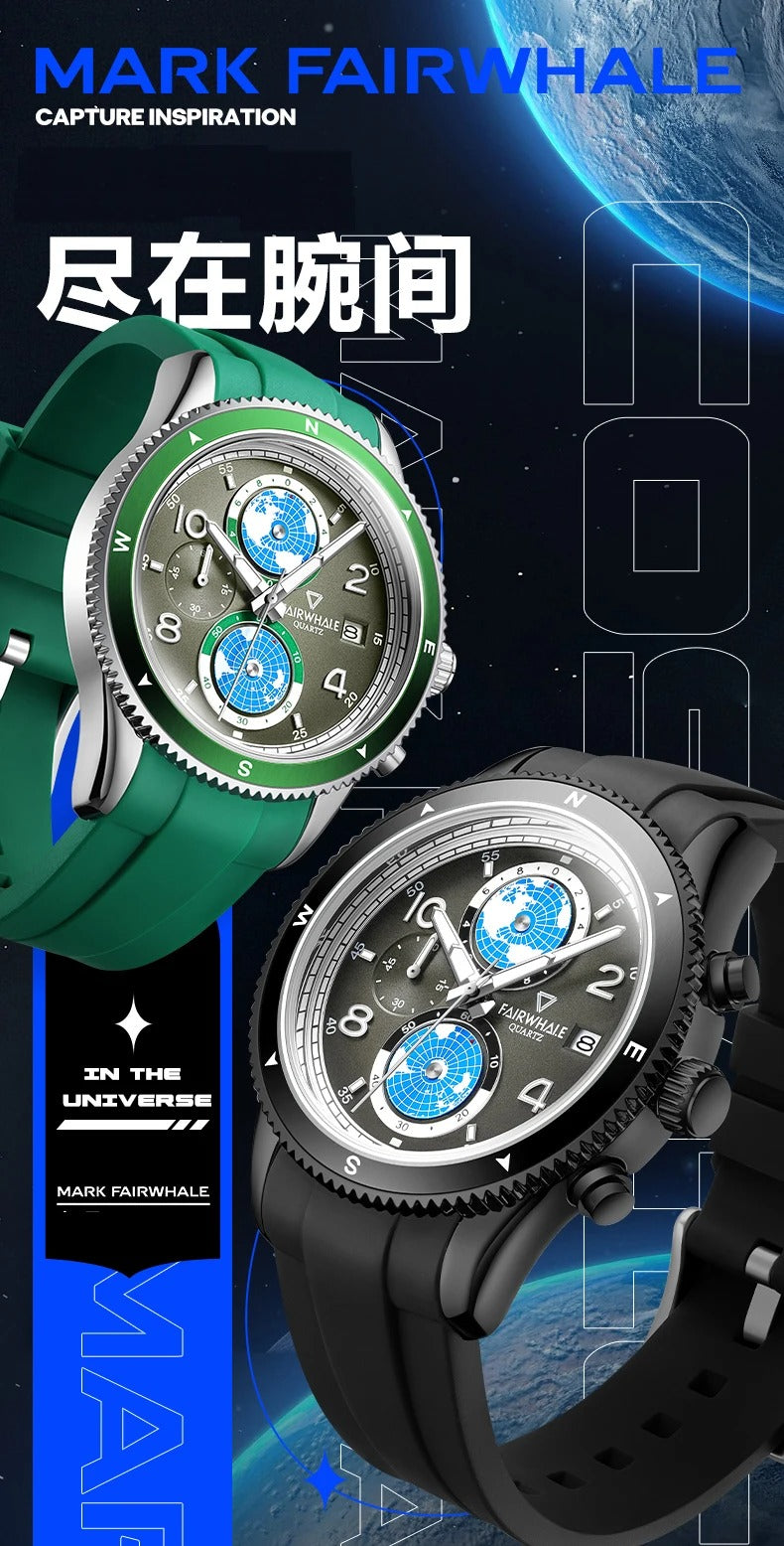 Luxus-Designer-Herrenuhr mit Silikonarmband, wasserdicht, leuchtend, Chronograph, Quarz | 5730 