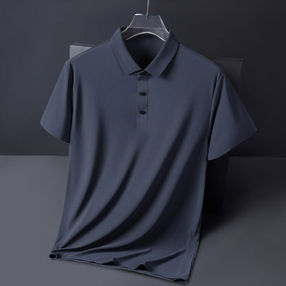 Herren Sommer Nahtloses T-Shirt Aus Eisseide Einfarbig Kurzarm Lässiges Stretch-Poloshirt | Y678 