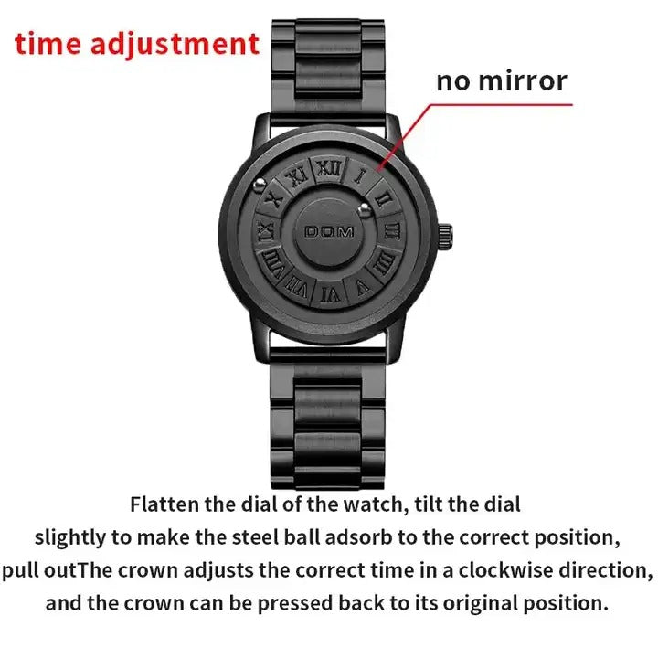 Herrenuhren Magnetischer Rollzeiger Einzigartiges Design Luxus-Armbanduhr aus Edelstahl | 0047 