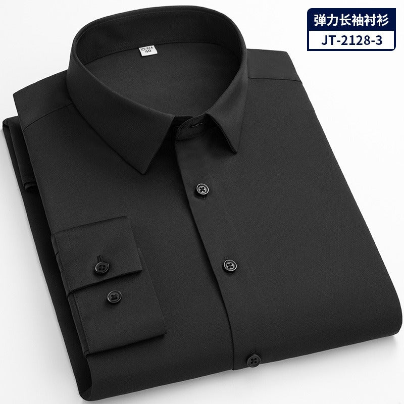 Camicia a maniche lunghe ad asciugatura rapida, vestibilità slim, tinta unita, vestibilità elastica, formale | JT-2128 