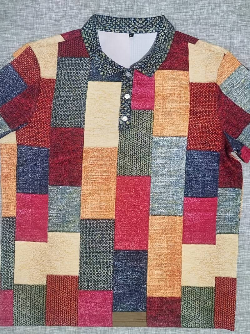 Lässiges, trendiges Herrenhemd mit Karomuster und Knopfleiste, kurzärmelig, leicht | 07019 