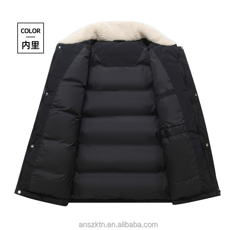 Kurze Herren-Daunenjacke – Wasserdichter weißer Entendaunenmantel mit Revers | L23 