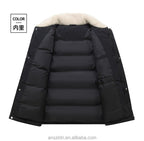 Kurze Herren-Daunenjacke – Wasserdichter weißer Entendaunenmantel mit Revers | L23 