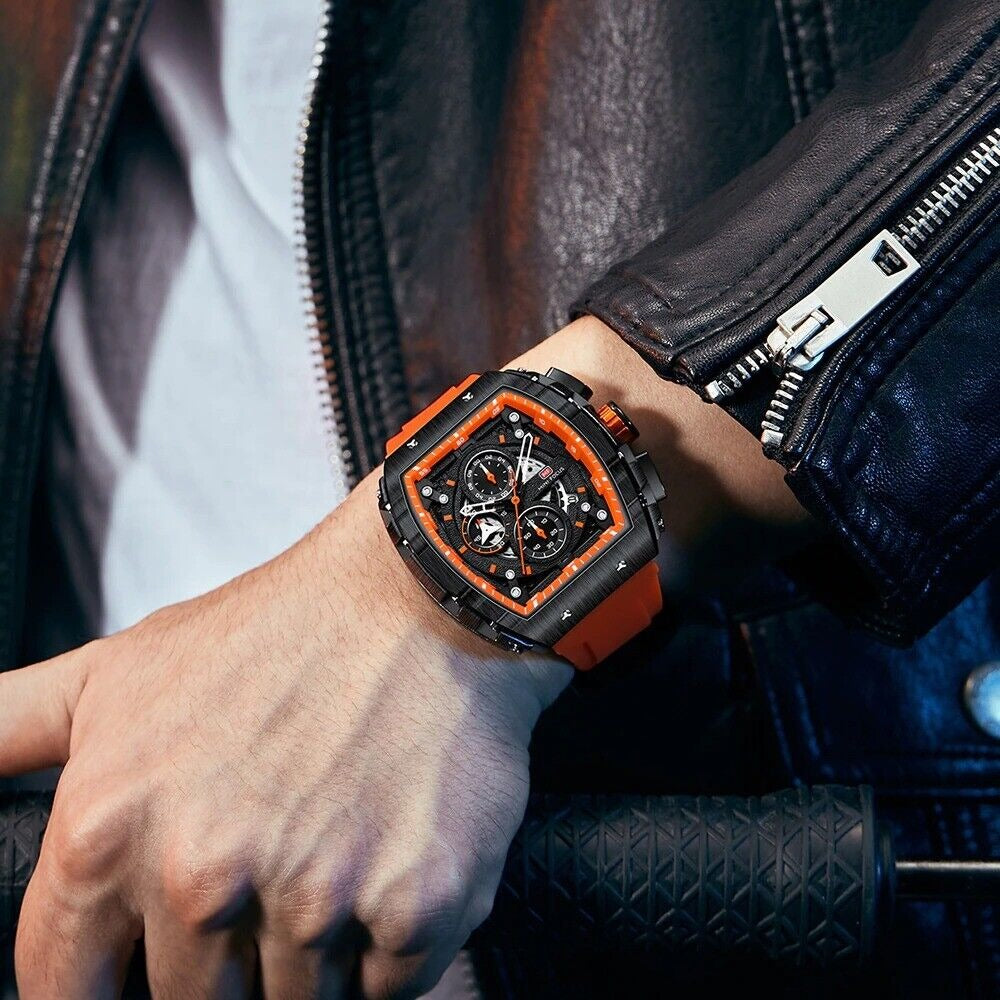 Herren Luxus Top Marke Quarz Sport Uhren Silikon Armband Chronograph Armbanduhren | MF0399G 