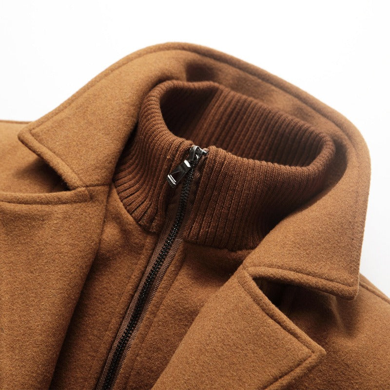 Herren Winter Pea Coat Lässiger Woll-Trenchcoat Einreihige Kurze Wolljacke | 1303 