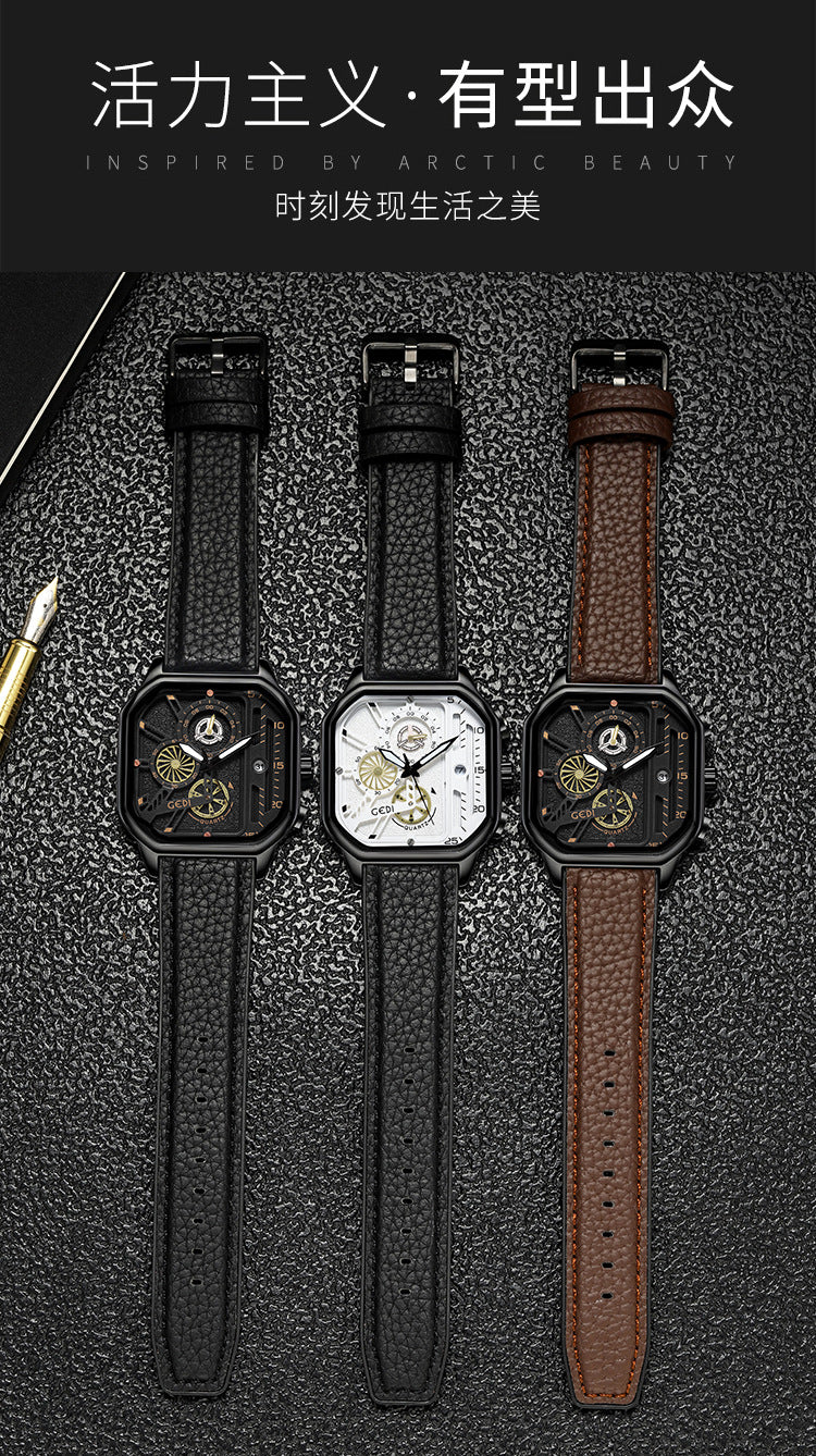 Premium Sense Square Herrenuhr Modischer Quarz-Timer, Business &amp; Wasserdichte Quarzuhr | 51103