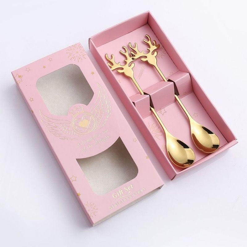 4PCS Christmas Stainless Steel Coffee & Dessert Spoons - Festive Tableware & Gift Set |