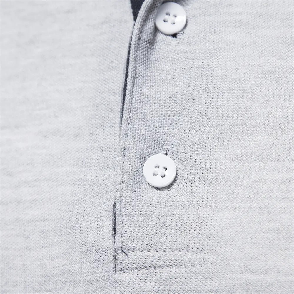 Herren Poloshirt aus Baumwolle, modisch, lässig, langärmelig, mit Hirsch-Stickerei-Design, T-Shirt für Männer | T12 