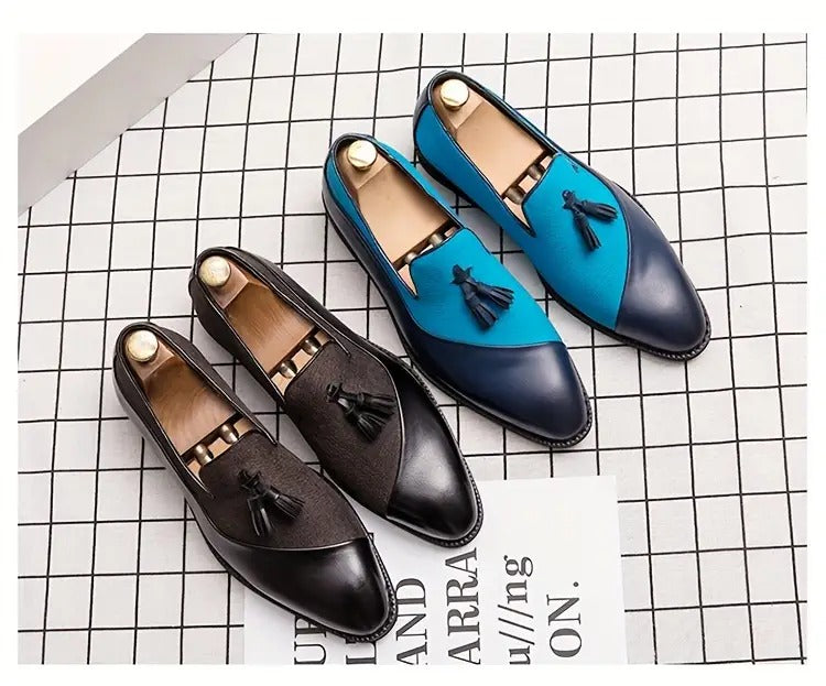 Men's Vintage Slip On Tassel Loafer Shoes Comfy Non Slip Rubber Sole Casual Dress Shoes | 1109-58