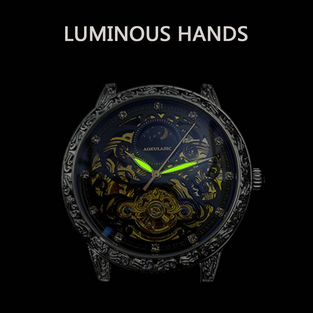 Mechanische Herrenuhren Automatik Wasserdicht Business Armbanduhr Lederuhr | 2120-6 