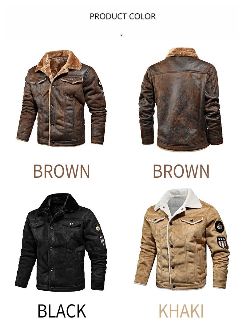 Herren Winterpelzmantel - Warme Fleece-Samt- &amp; weiche Leder-Thermojacke für draußen | 821 