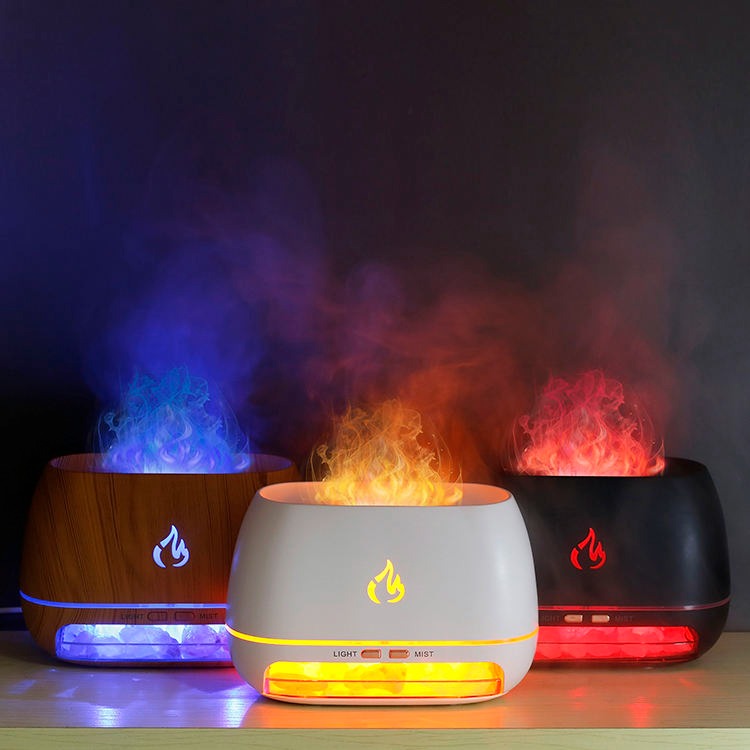 Himalaya-Kristallsalzsteine, Aroma-Luftbefeuchter, 7 Farben, LED, USB, tragbar, Feuerflamme, Aromatherapie, ätherisches Öl, Diffusor | 101 