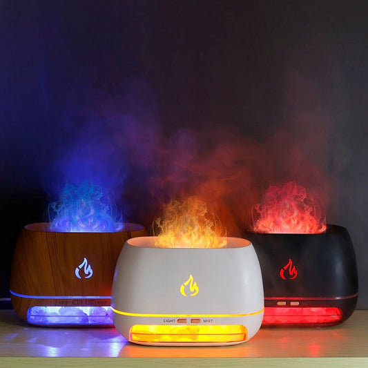 Umidificatori per aromi con cristalli di sale dell'Himalaya, 7 colori, LED USB, diffusore di oli essenziali per aromaterapia con fiamma di fuoco portatile | 101 