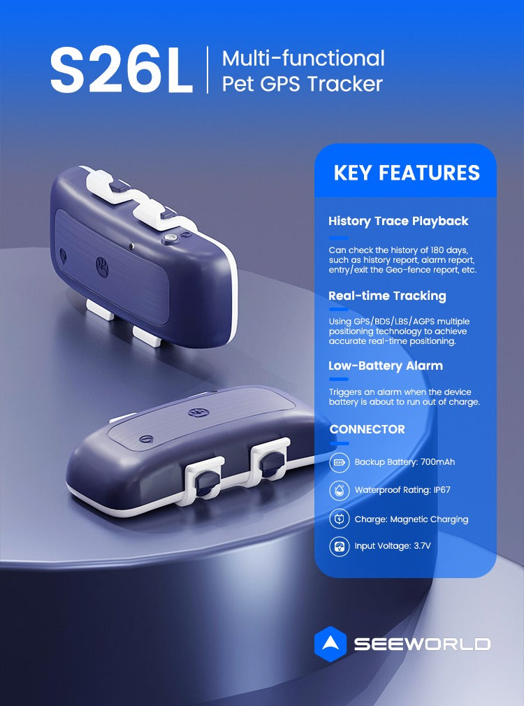 Hochwertiger drahtloser Haustier-Ortungsgerät, Haustierhalsband, GPS, Mini-Haustier-Tracking-Ortungsgerät | S26L 