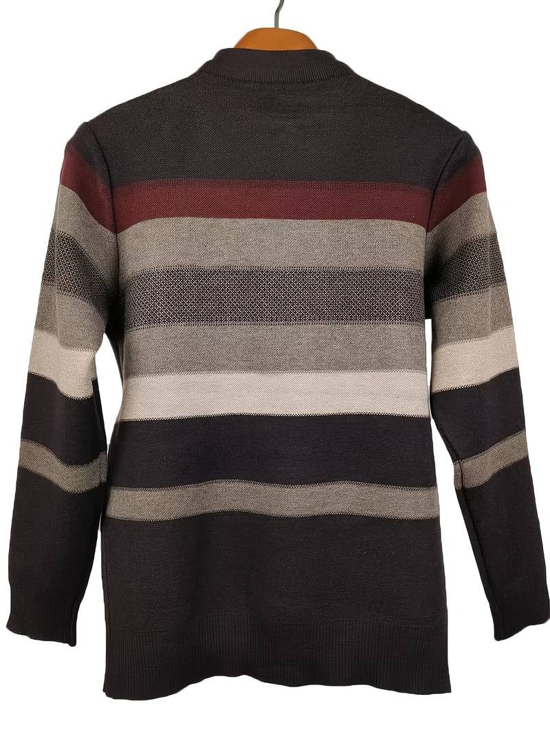 Gemütlicher Herren-Pullover mit Farbblock, weich gestrickt, ultra-dehnbar, klassisches Rundhals-Sweatshirt | X05