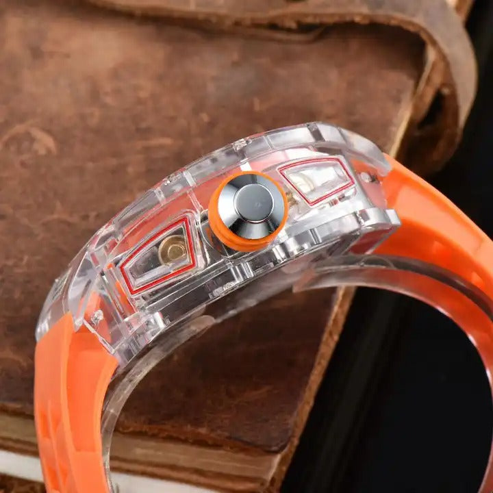 Herren Luxus Beste Sportuhr Transparentes Gehäuse Chronograph Neue Geschenkuhren | 