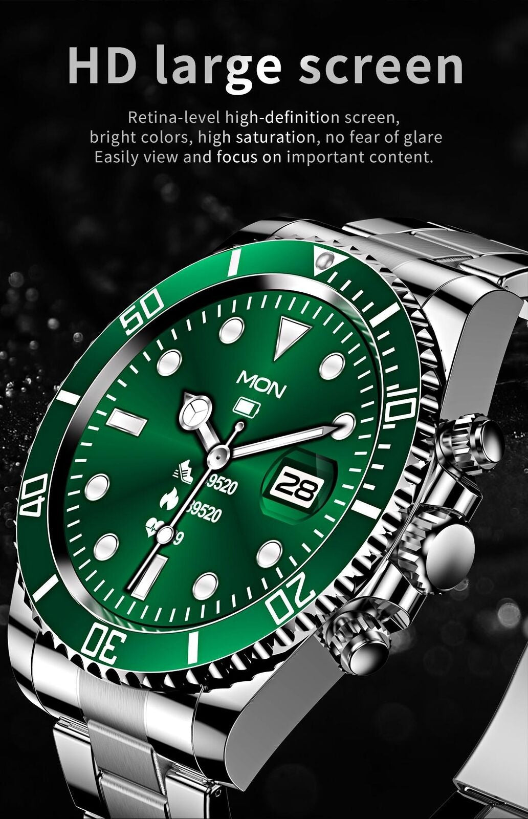 Herrenuhr Stahlarmband BT Call Smart Watch Rolex Style Business Sports Smart Watch | AW-12 