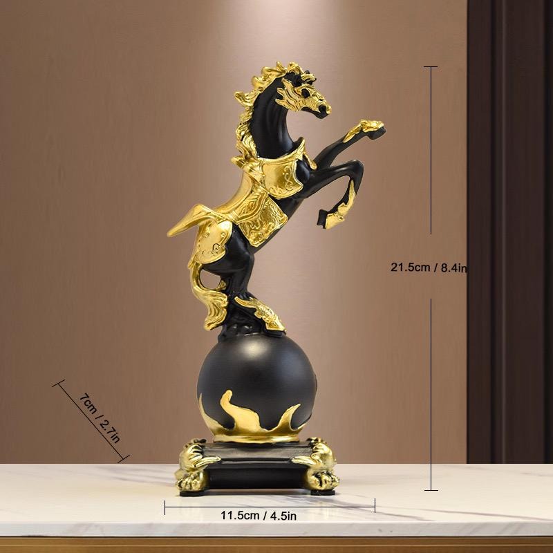 Goldene galoppierende Pferdestatue aus Kunstharz, handgefertigtes Ornament für Heim- und Bürodekoration | BY230822 