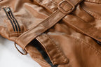 Herren-Lederjacke in mittlerer Länge, Jugend-Windjacke aus PU-Leder | XT1045 