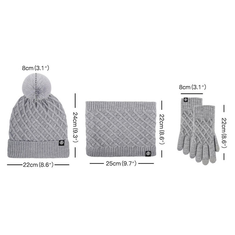 Wintermütze, Mütze, Schal, Handschuhe, Unisex, Winterwärmer, Fleece-gefüttert, Strickmütze, Schal, Handschuhe, Set | 121620 