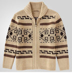 Stilvolle Slim Fit Jacquard-Strickjacke für Herren mit langen Ärmeln, lässiger Reverspullover | SY0013 