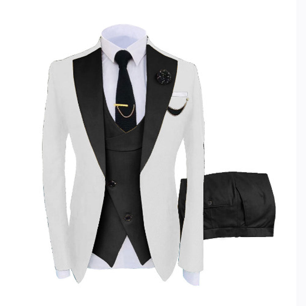 Men Custom Made Two-Color Suit 3 Pieces Tailored Groom Wedding Slim Fit Blazer Jacket Vest Pants Set Tuxedo Suits| LR908