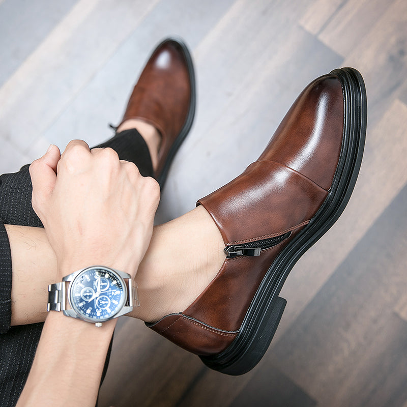 Herren Business-Loafer mit spitzer Zehenpartie und Reißverschluss, edel, gutaussehend, formelle Abendschuhe | 7823 
