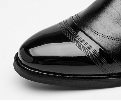 Black Glossy PU Leather Men's Casual Events Wedding Shoes Comfortable Formal Business Dress Boots | 28008