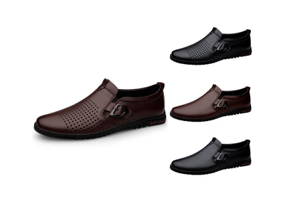 Chaussures plates respirantes pour hommes, mocassins décontractés à enfiler pour mariage, chaussures en cuir | 23008 