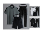 Herren-Set Kleidung 3-teilig T-Shirt Kurzarm Einfarbig Sommer-Sets | 1083 