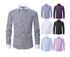 Herren Langarmhemd Gestreift Business Einfarbig Arbeit Formal Freizeithemd | FS05 