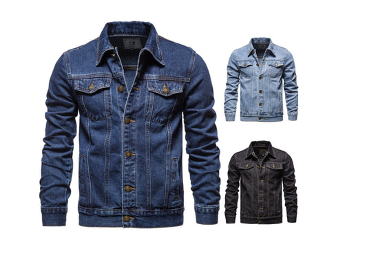 Giacca invernale da uomo a maniche lunghe in cotone casual taglie forti in denim | jk609 