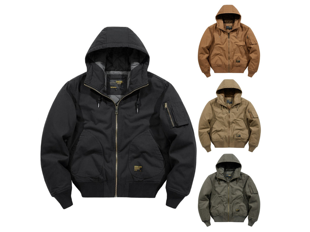 Herren Bomberjacke mit Kapuze Luxusjacke Motorrad Vintage Jacke | 8021 