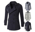 Herren Zweireihiger Wollmantel Mittellang Schmaler Trenchcoat | 3013 