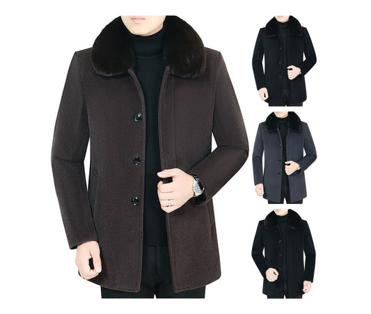 Manteau britannique en laine pour homme, veste d'hiver en coton épais, mélange slim, trench-coat décontracté | 805 