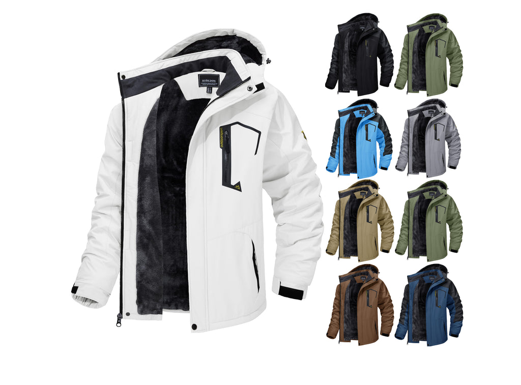 Wasserdichte Skijacke für den Winter, warme Fleecejacke für den Außenbereich, wasserabweisend, Windjacke, Kapuzenjacke, Übermantel | TJ153 