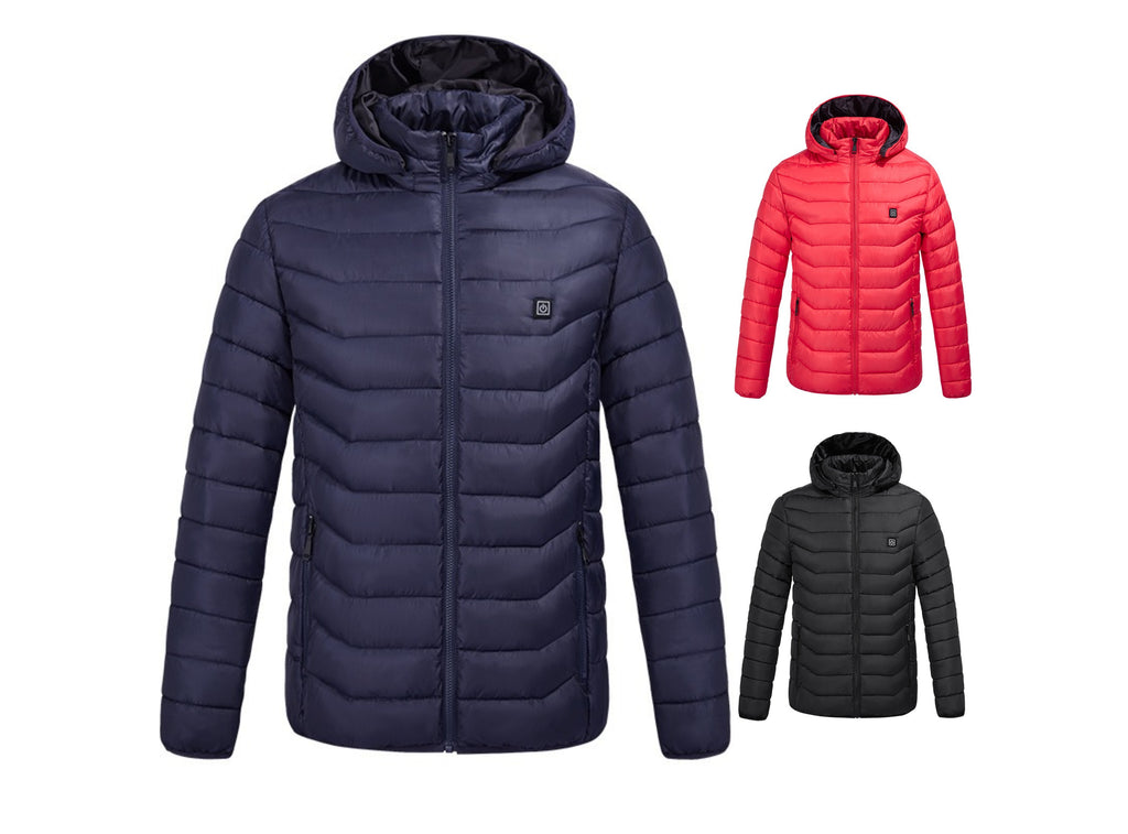 Beheizte Daunenjacke für den Winter, wiederaufladbarer Akku, USB, elektrisch beheizt, Smart-Jacke mit Kapuze | M09 