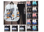 2-teiliges Sweat-Set für Herren, Hose, lässiger Pullover, T-Shirt, Oberbekleidung, locker, All-Match, Farbverlauf, langärmelig, Studentenoberteile | W93 