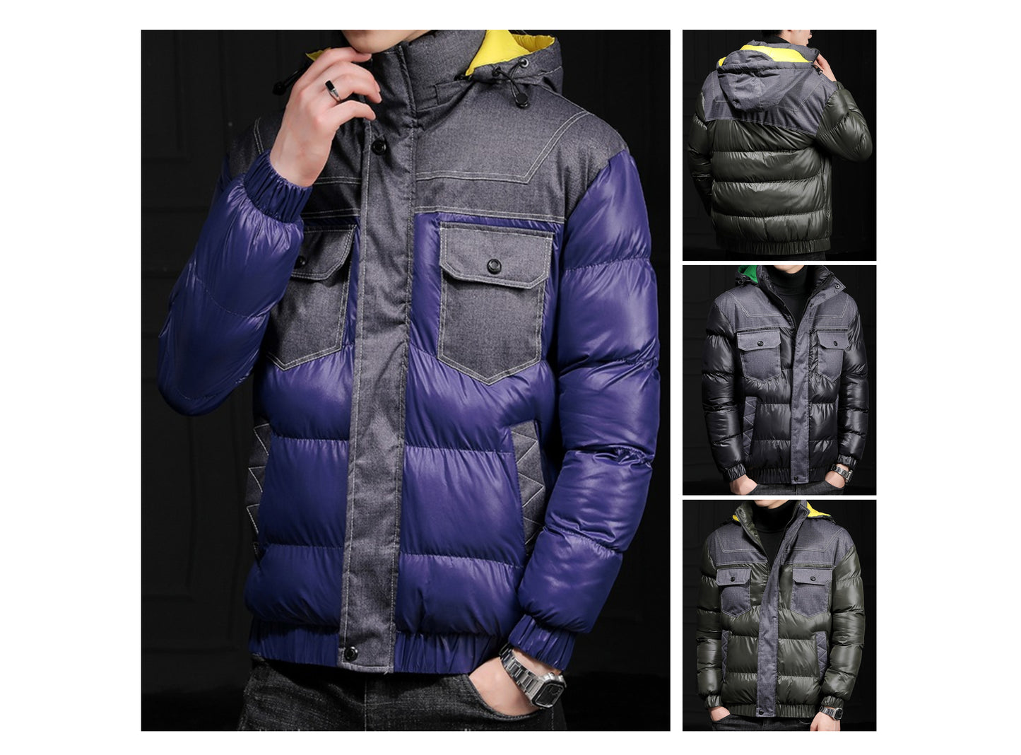 Men's Woven Jacket Windbreaker Insulated Cold Resistance Vintage Streetwear Tactical Coats Puffer Jacket | 7718A