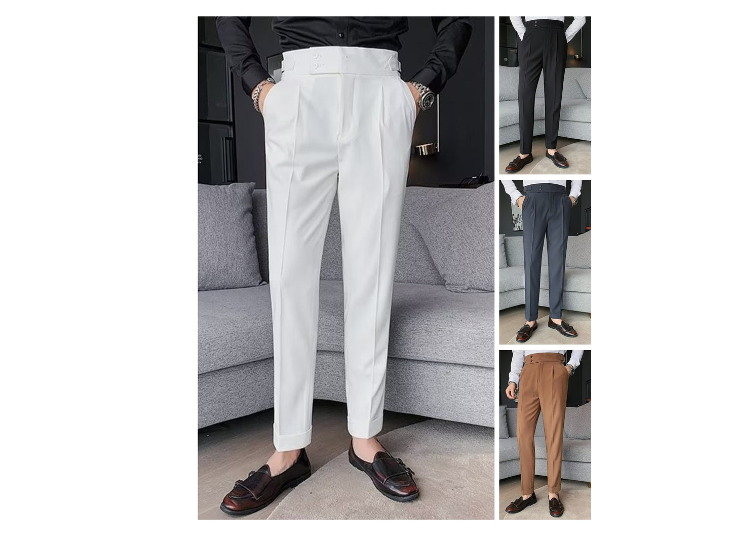 Stylish Business Pleated Suit Pants Trendy Fashion High Waist Casual Slim Fit Vintage Pencil Trousers Office Dress Pants | F01