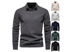 Herren-Pullover aus Baumwolle mit Viertelreißverschluss – Poloshirt aus einfarbigem Strick mit Stehkragen | ZSW-03 