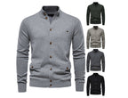 Herren-Strickjacke aus Baumwolle mit Zopfmuster, Taschen, Stehkragen, Button-Down-Pullover | CW61 