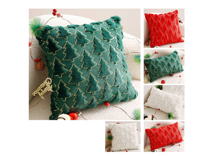 Christmas Plush Cushion Cover Decorated Square Pillow Luxurious Living Room Pillow For Home Décor |